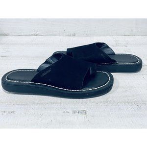 WOOLRICH Slides Shoes Black Brazil Leather Toe Flip Flops Sandals Men’s 11M